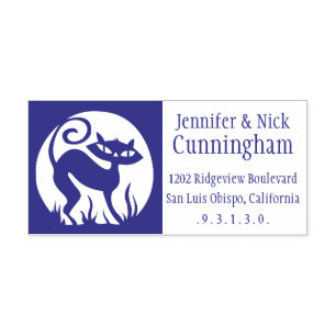 Retro Full Moon Cat Self-Ink Return Address Stamp