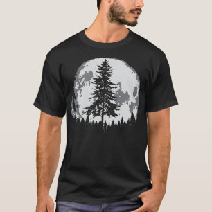 Retro Full Moon Minimalist Pine Tree Vintage Graph T-Shirt