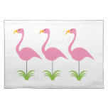 Retro Fun &amp; Classic Pink Flamingo Trio Cloth Placemat at Zazzle