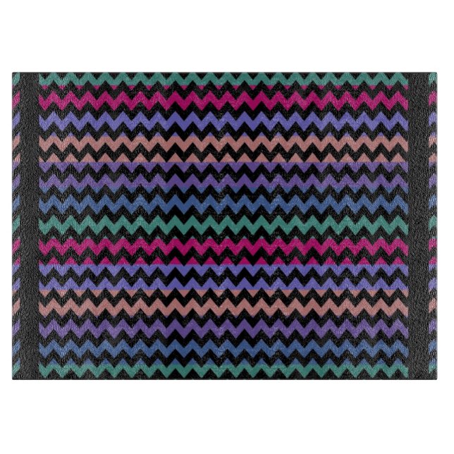 Retro Fun Colorful Chevron Pattern 7 Cutting Board (Front)