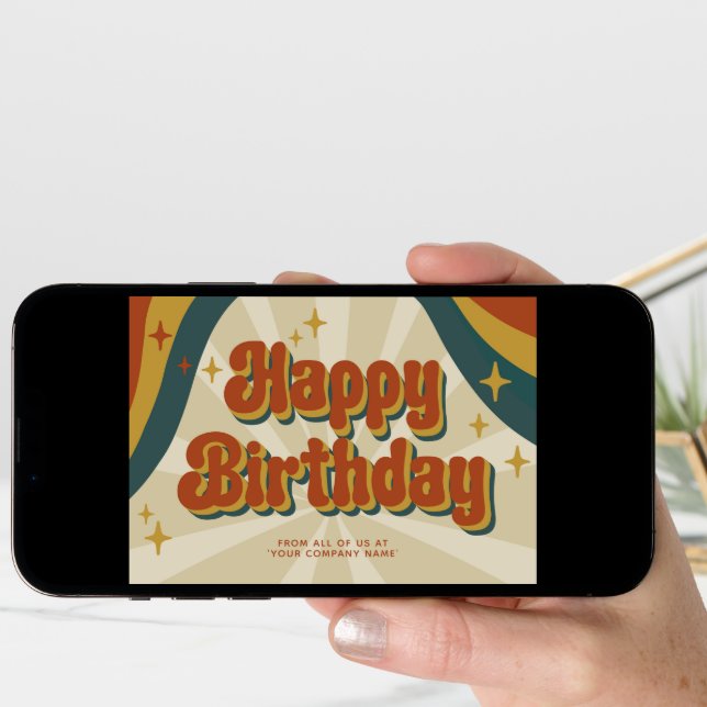 Retro Fun Corporate Business Happy Birthday Card (Front Digital)