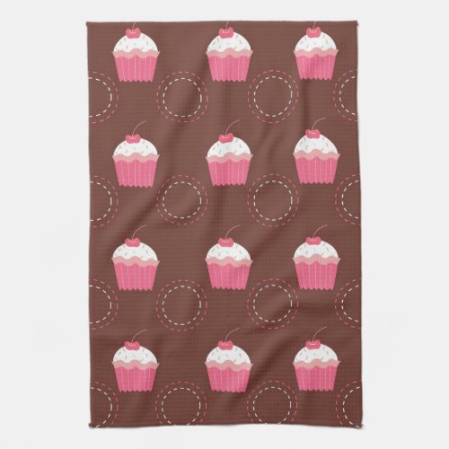 Retro Fun Cupcake Pattern Kitchen Towel