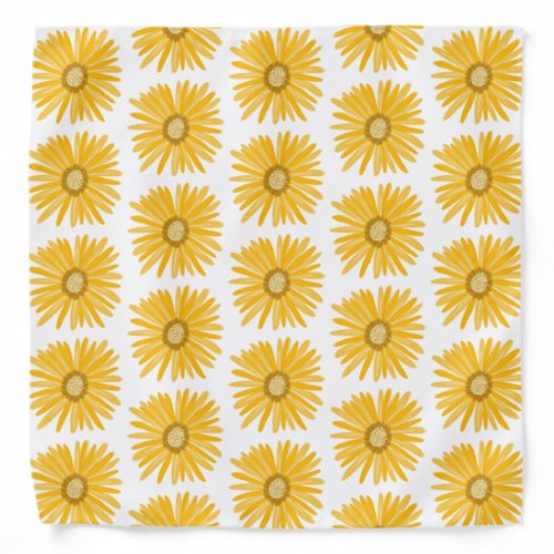 Retro Fun Daisy Flower Pattern Yellow White Bandana