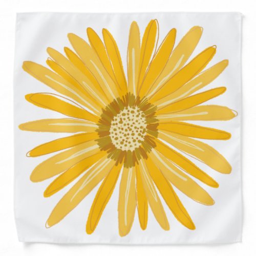 Retro Fun Daisy Flower Pattern Yellow White Bandana