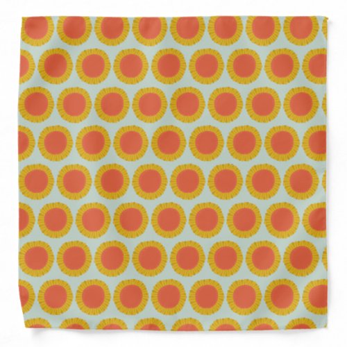 Retro Fun Daisy Sunflower Pattern Gree Orange Gold Bandana