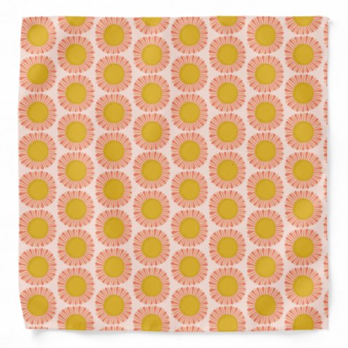 Retro Fun Daisy Sunflower Pattern Pink Yellow Gold Bandana