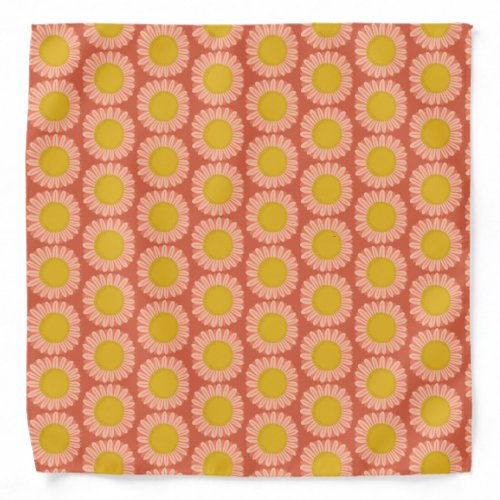 Retro Fun Daisy Sunflower Pattern Pink Yellow Gold Bandana