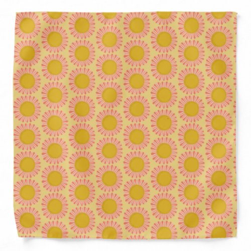 Retro Fun Daisy Sunflower Pattern Pink Yellow Gold Bandana