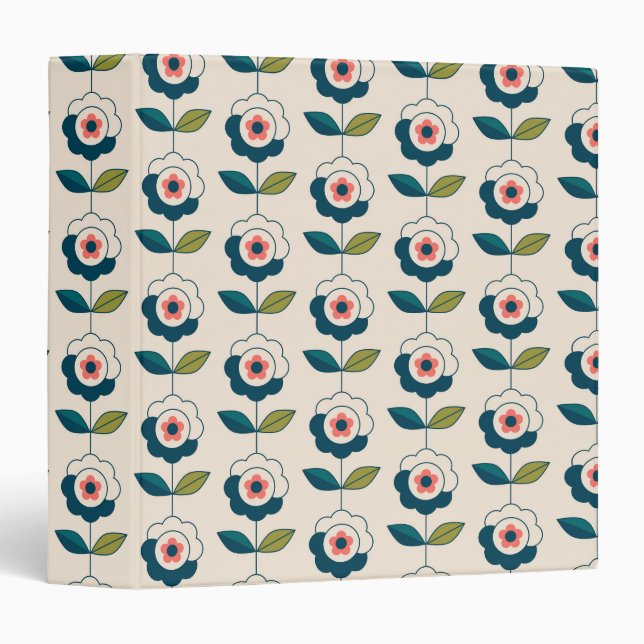 Retro Fun Garden Flower Pattern 3 Ring Binder (Front/Spine)