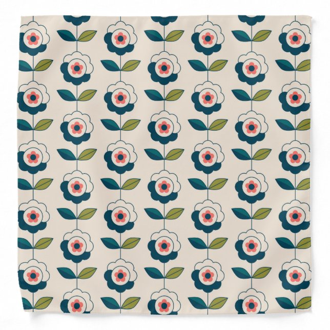 Retro Fun Garden Flower Pattern Bandana (Front)