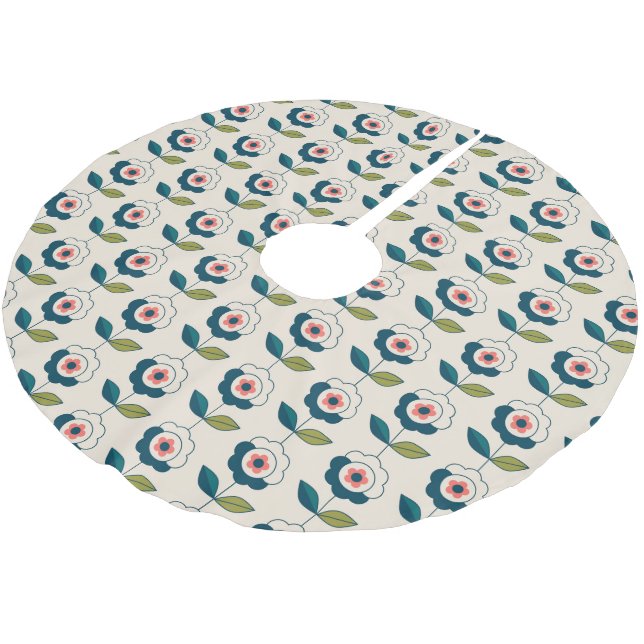 Retro Fun Garden Flower Pattern Brushed Polyester Tree Skirt (Angled)