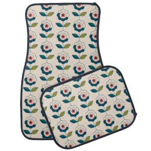 Retro Fun Garden Flower Pattern Car Floor Mat