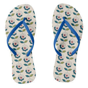 Retro Fun Garden Flower Pattern Flip Flops