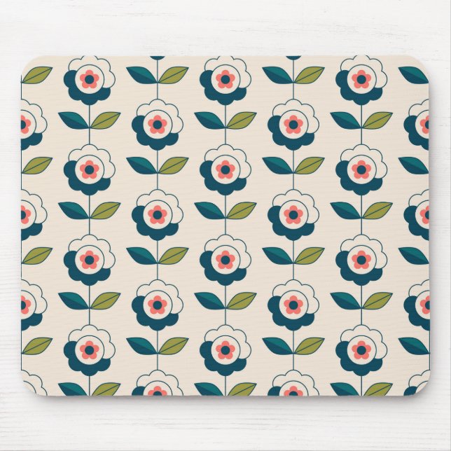 Retro Fun Garden Flower Pattern Mouse Pad (Front)