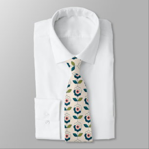 Retro Fun Garden Flower Pattern Neck Tie