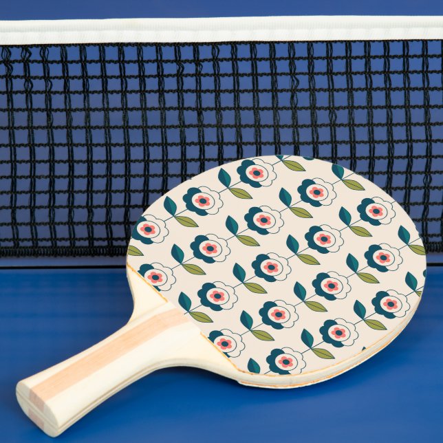Retro Fun Garden Flower Pattern Ping Pong Paddle (Insitu)