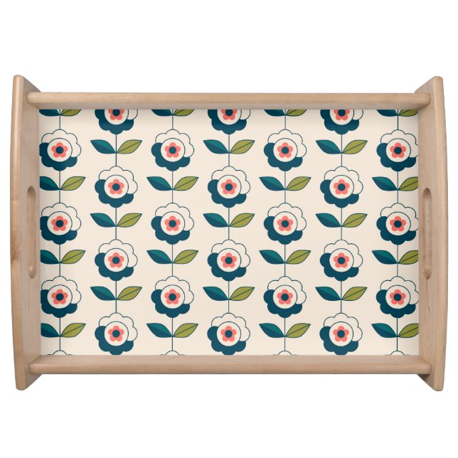 Retro Fun Garden Flower Pattern Serving Tray (Front)