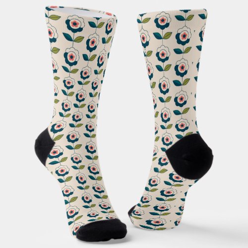 Retro Fun Garden Flower Pattern Socks