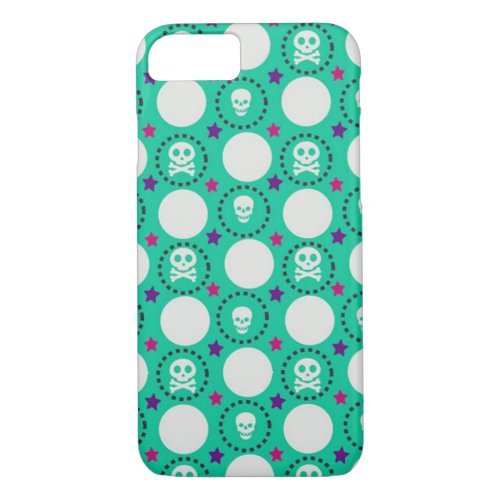 Retro Fun Green Skull Pattern iPhone 87 Case