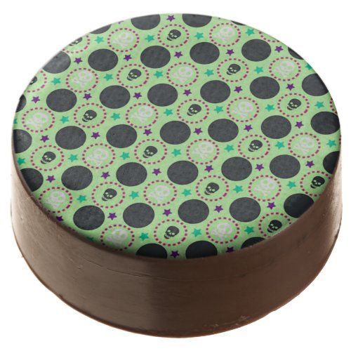 Retro Fun Green Skull Pattern Chocolate Covered Oreo