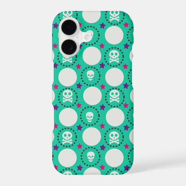 Retro Fun Green Skull Pattern Iphone Case (Back)