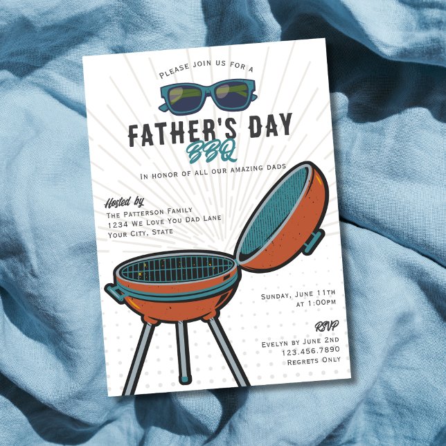 Retro Fun Grill Sunglasses Father's Day BBQ Party Invitation (Creator Uploaded)