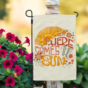 Retro Fun Here Gomes the Sun Inspirivity Modern Garden Flag