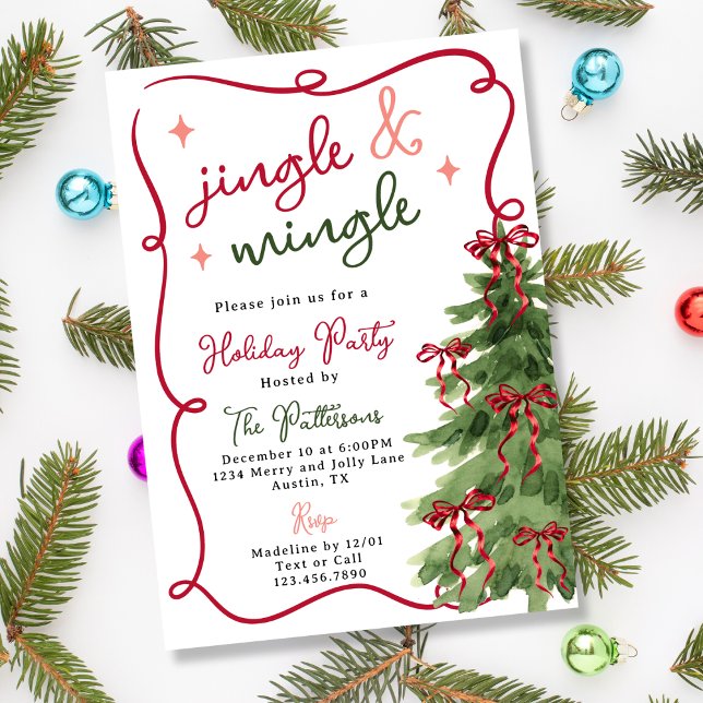 Retro Fun Jingle & Mingle Christmas Holiday Party Invitation (Creator Uploaded)