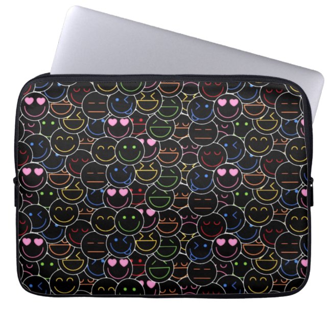 Retro Fun Meets Modern Tech - Neon Emoji Laptop Sleeve (Front)