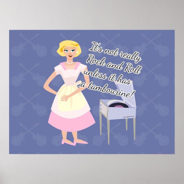 Retro Fun Music Lover Kitsch Tambourine Housewife Poster (Front)