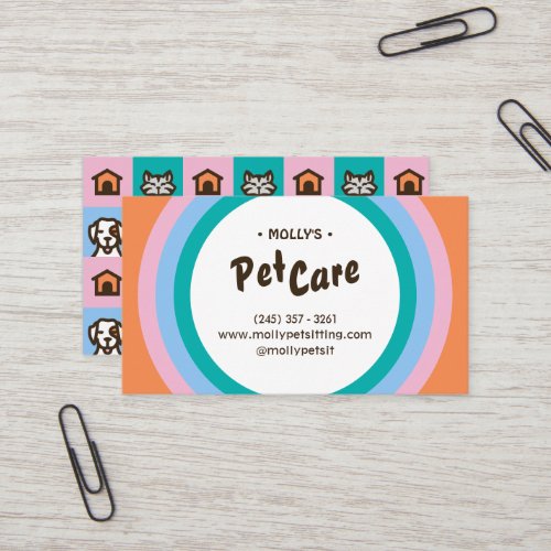 Retro Fun Pet Care Boarding Sitting Business Card