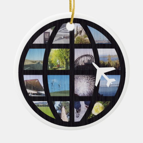 Retro Fun Photos Globe Ceramic Ornament