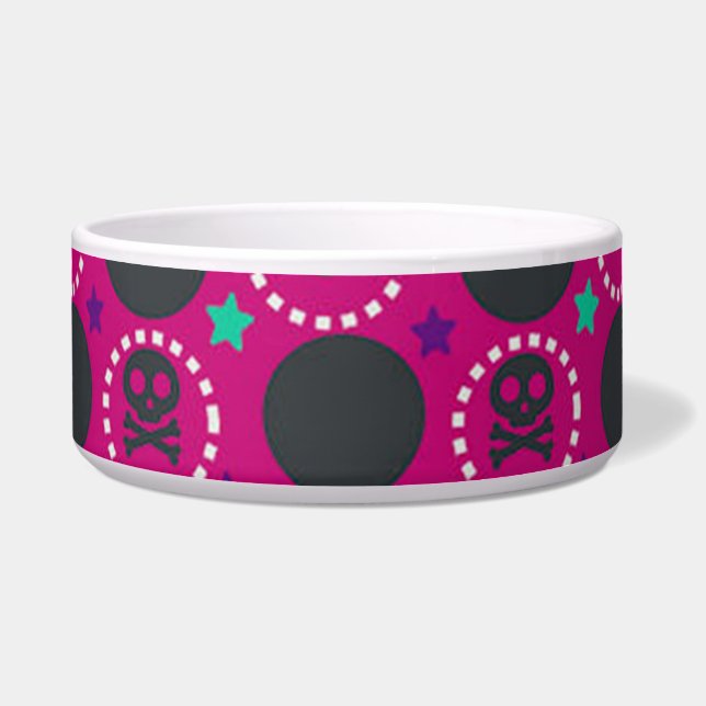 Retro Fun Pink Skull Pattern Bowl (Front)