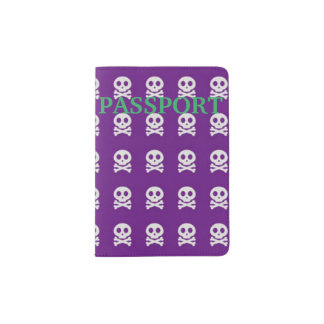 Retro Fun Purple Skull Pattern Passport Holder