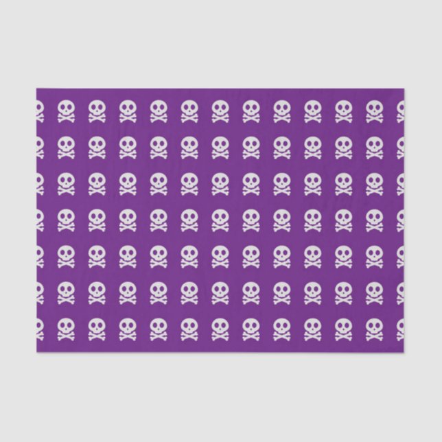 Retro Fun Purple Skull Pattern Tissue Paper (Front)