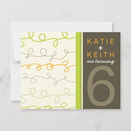 Retro Fun Scribbles Twins Kids Birthday Invitation