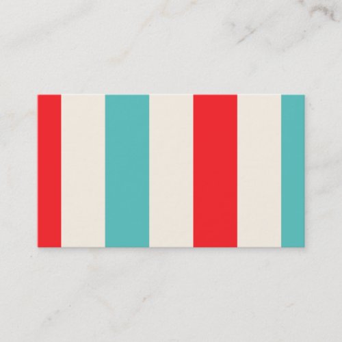 Retro Fun Turquoise and Red Striped Business Card