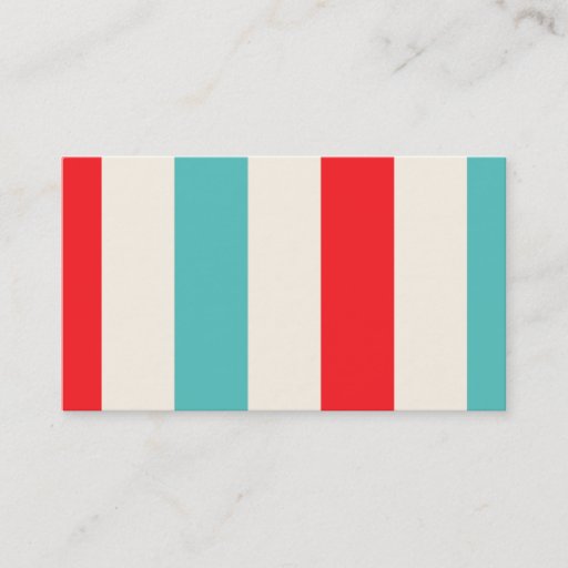Customizable Retro Fun Turquoise and Red Striped Business Card