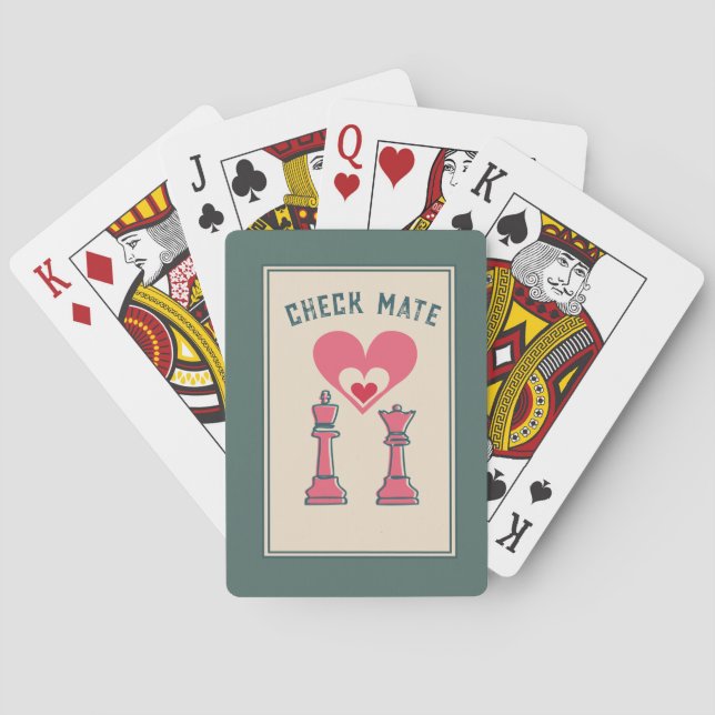 Retro fun Valentine Gifts Checkmate  Poker Cards (Back)