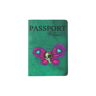 Retro Fun Zombie Butterfly Passport Holder