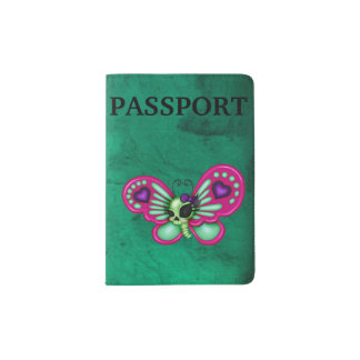 Retro Fun Zombie Butterfly Passport Holder
