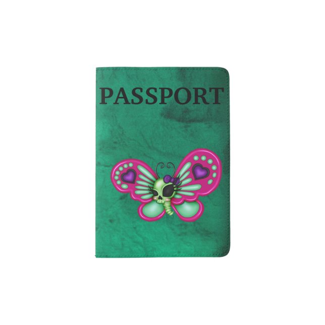 Retro Fun Zombie Butterfly Passport Holder (Front)