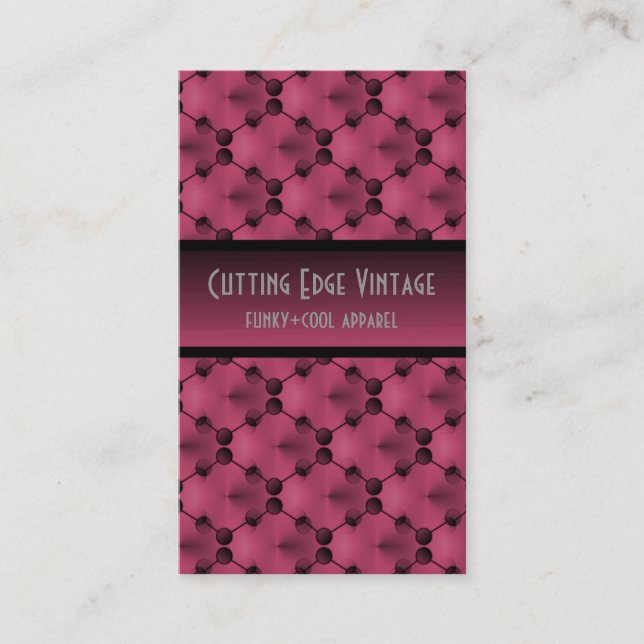 Retro Funk Circles Business Card, Magenta Business Card (Front)