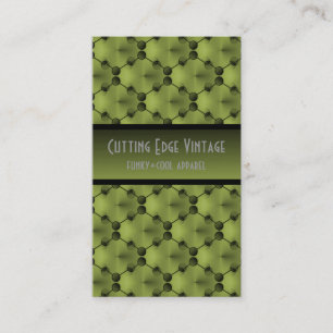 Retro Funk Circles Business Card, Olive Green Card