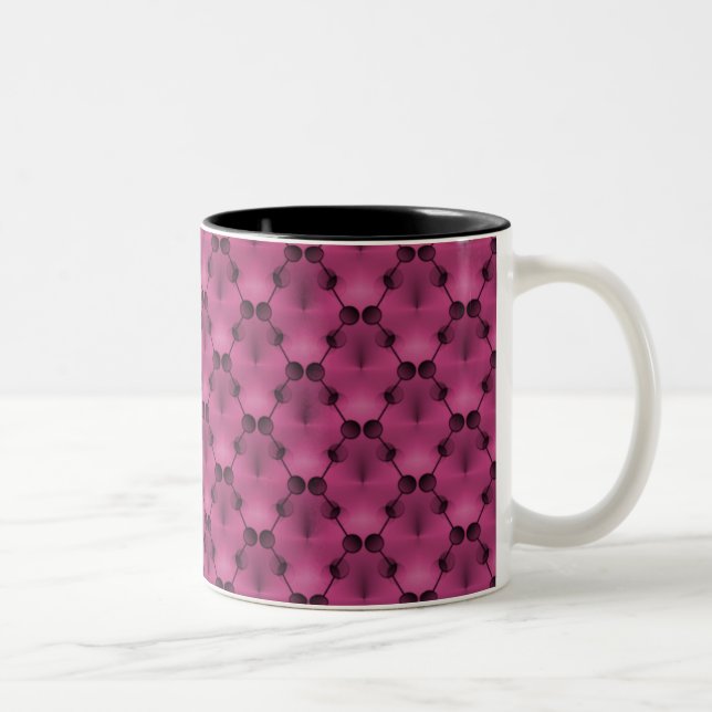 Retro Funk Circles Mug, Burgundy Two-Tone Coffee Mug (Right)