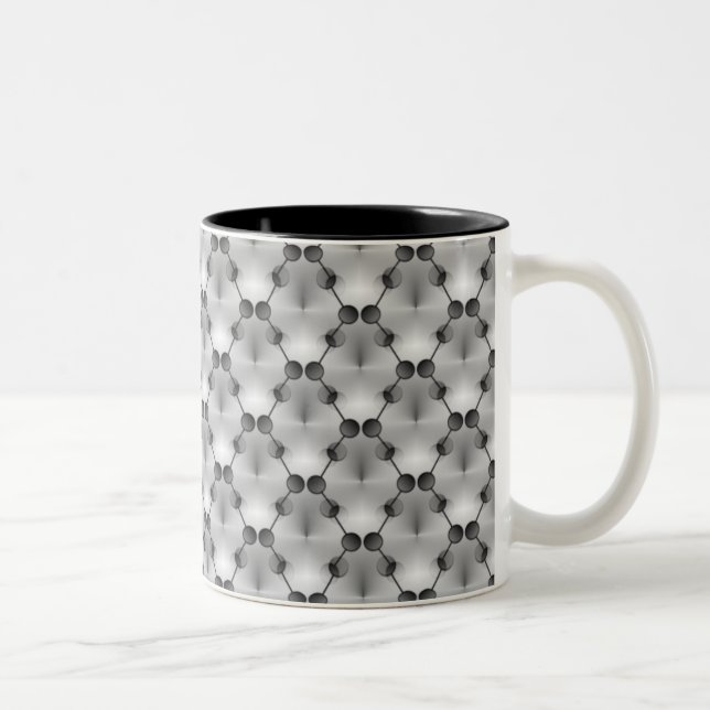 Retro Funk Circles Mug, Silver Two-Tone Coffee Mug (Right)