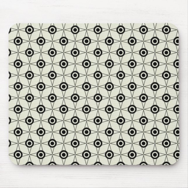 Retro Funk Geometric Mousepad, Black and Ivory Mouse Pad (Front)