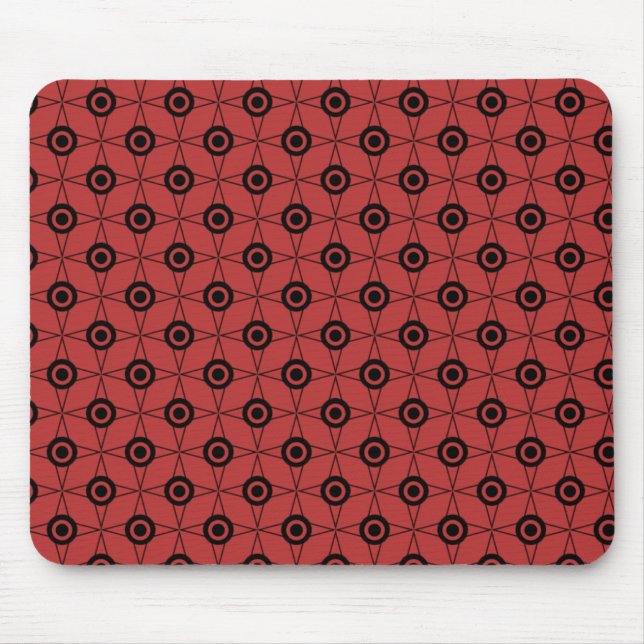 Retro Funk Geometric Mousepad, Red Mouse Pad (Front)