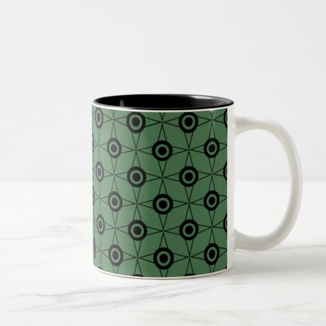 Retro Funk Geometric Mug, Clover Green Two-Tone Coffee Mug (Right)