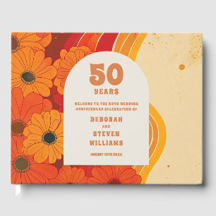 Retro Funky 50th Wedding Anniversary Guest Book